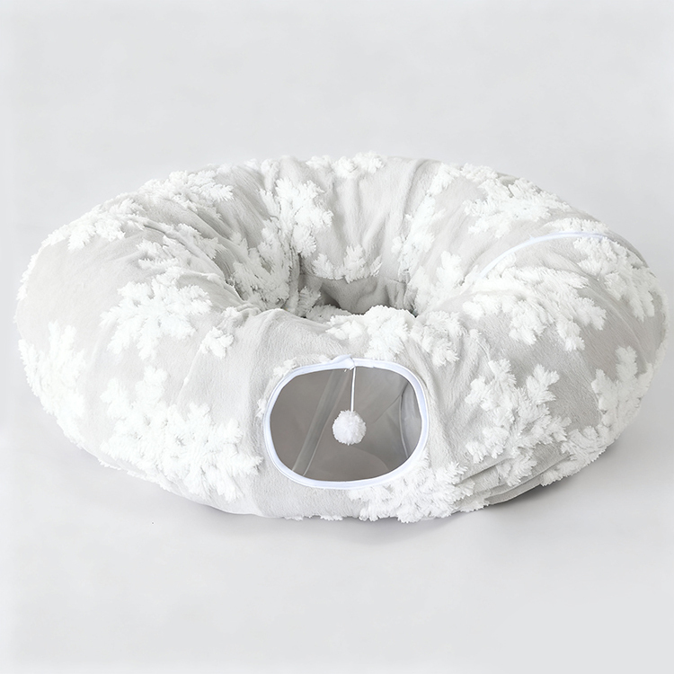 ふわふわトンネル猫ベッド 3WAY ドーナツ型 S字型 セパレート式 ラビットファー風 もこもこ 雲ごこち 丸洗いOK 滑り止め クッション付き 一年中快適 通気性 多頭飼い 子猫 シニア猫 小型犬対応 遊び場 隠れ家 ストレス解消 リラックス 体圧分散 背骨関節保護-Giipet