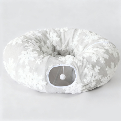 ふわふわトンネル猫ベッド 3WAY ドーナツ型 S字型 セパレート式 ラビットファー風 もこもこ 雲ごこち 丸洗いOK 滑り止め クッション付き 一年中快適 通気性 多頭飼い 子猫 シニア猫 小型犬対応 遊び場 隠れ家 ストレス解消 リラックス 体圧分散 背骨関節保護-Giipet