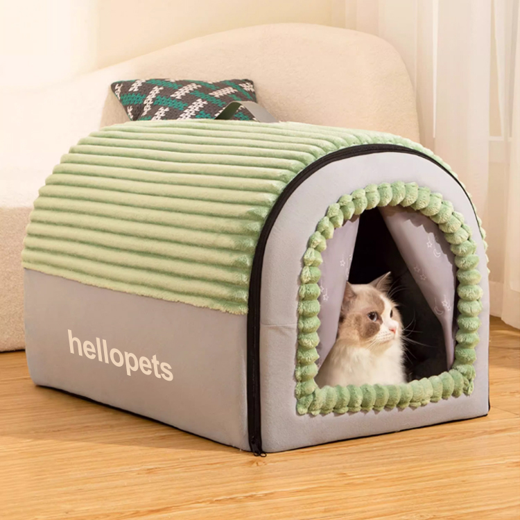 取り外せる保温キャットハウス 猫ハウス ドーム型 ペットベッド 冬用 2WAY 犬猫兼用 ふわふわ もこもこ 広々スペース 洗える クッション付き 滑り止め ぐっすり眠れる 高反発 PPコットン 小型犬 中型犬 大型犬 寒さ対策-Giipet