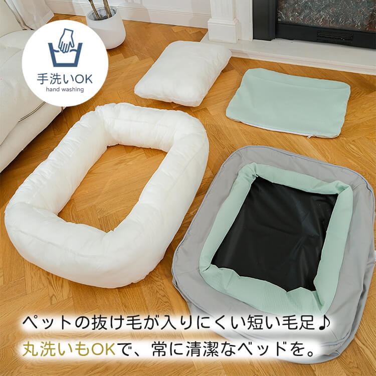 スクエア型ふわふわ防水ペットベッド