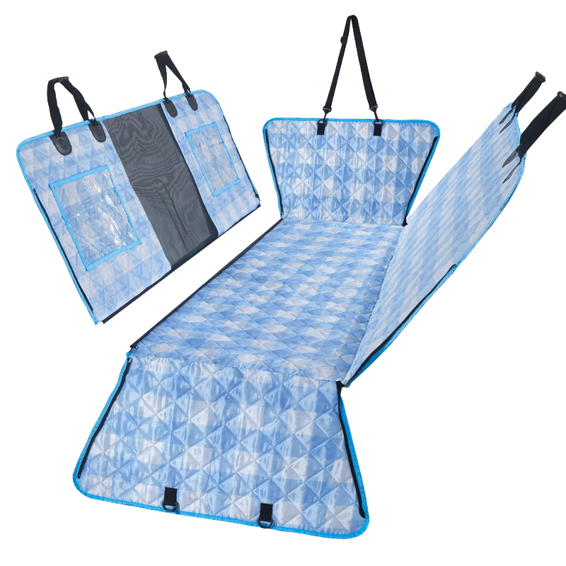 チェック柄ペット用ドライブシート 防水防汚耐久 ハンモック式 犬猫用多機能車用シートカバー 滑り止め固定 大容量収納ポケット メッシュ窓通気 両開きファスナー シートベルト対応 小型犬中型犬大型犬対応 アンカー付 多層構造撥水加工 洗える 全車種対応-Giipet