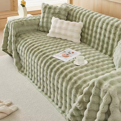 ラビットタッチソファーカバー 極厚1000g/m³ ふわふわ もこもこ とろける肌触り 蓄熱保温 長時間暖か 抗菌 ダニ対策 ホルムアルデヒド未検出 高密度加工 毛抜けゼロ 滑り止め ズレにくい 多用途ブランケット 秋冬用 インテリア-Giipet