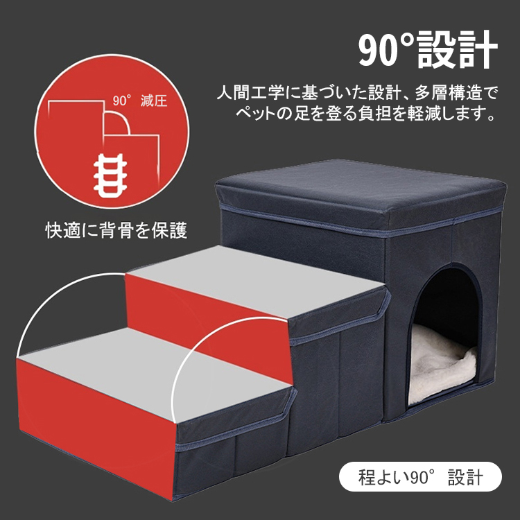 giipet－犬用階段 収納付き 3段 ペットステップ
