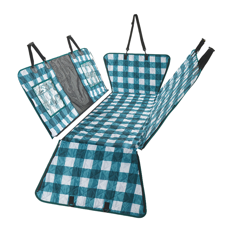 チェック柄ペット用ドライブシート 防水防汚耐久 ハンモック式 犬猫用多機能車用シートカバー 滑り止め固定 大容量収納ポケット メッシュ窓通気 両開きファスナー シートベルト対応 小型犬中型犬大型犬対応 アンカー付 多層構造撥水加工 洗える 全車種対応-Giipet