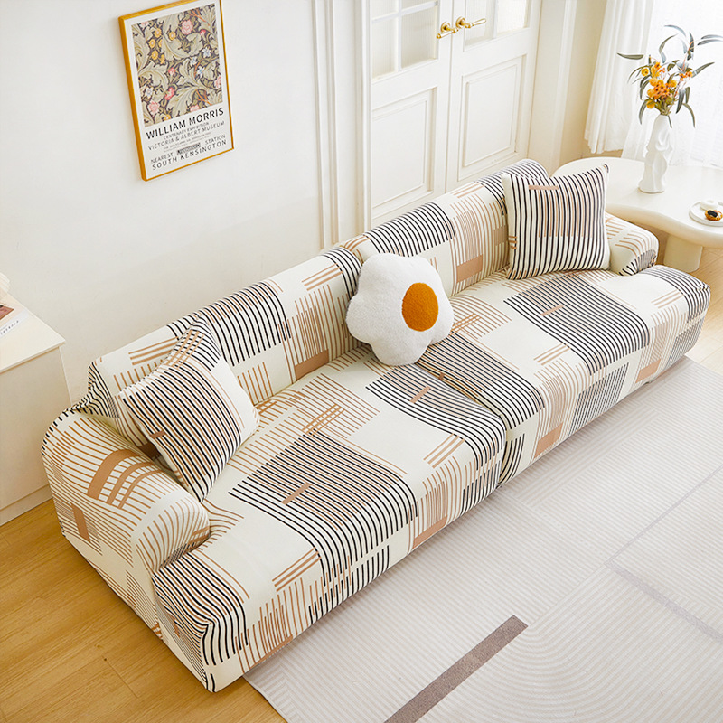 北欧涼感ソファカバー 幾何学アート 暑さ対策 ひんやり 接触冷感 レトロモダン  おしゃれ 伸縮性抜群 ストレッチ ペット対応 傷防止 引っかきに強い 毛がつきにくい 丸洗いOK ソファー保護カバー 蒸れない
