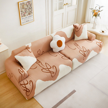 北欧涼感ソファカバー 幾何学アート 暑さ対策 ひんやり 接触冷感 レトロモダン  おしゃれ 伸縮性抜群 ストレッチ ペット対応 傷防止 引っかきに強い 毛がつきにくい 丸洗いOK ソファー保護カバー 蒸れない