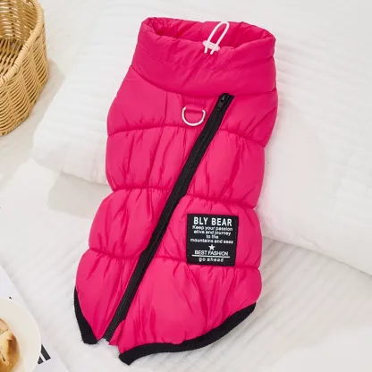 犬用 極暖 防寒 ベスト 背中開き 着せやすい 保温 中綿 キルト加工 ドッグウェア 防風 撥水加工 スタンドカラー Dカン付き お散歩便利 毛を挟まないジッパー 抜け毛が付きにくい裏地 動きやすい 小型犬 中型犬-Giipet