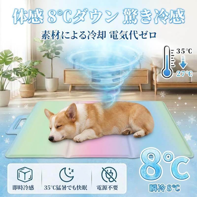 3つ折り ペット用冷却マット ひんやりシート ゲル製 クールマット 瞬間冷却 暑さ対策 熱中症対策 防水 防汚 三つ折り収納 持ち運び便利 涼しい クッション 犬用 猫用 小型犬 中型犬 室内 車内 お出かけ 3色展開