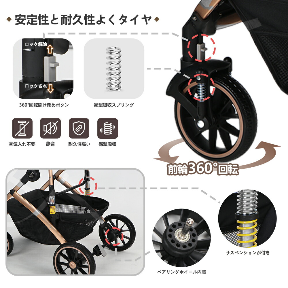 Giipet-4輪ペットカート 分離型 ペットバギー ワンタッチ 折りたたみ 多機能 犬用ベビーカー