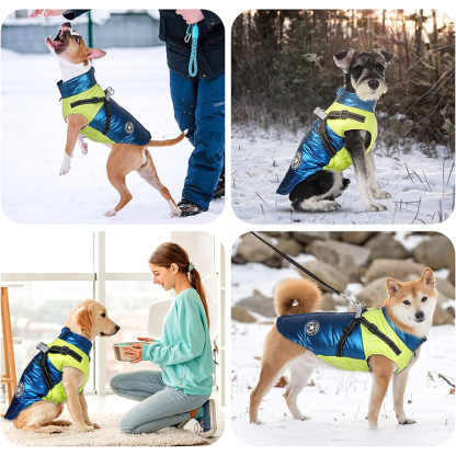 Giipet-秋冬新作ペット用保温ダウンジャケット 犬服 冬用 犬用コート 綿服 ドッグウェア 防水 防寒 防風 防雪 保温綿入れ 着脱簡単 小型犬 中型犬 大型犬 ジャケット式 反射材 寒さ対策 可-Giipet