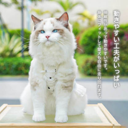 ペット用レースタンクトップ 犬猫兼用 夏服 レース生地 フリル リボン Dリング付き 女の子用 可愛い フラワーブラックデザイン 洗濯機OK 型崩れなし 色あせなし 散歩に便利 快適フィット