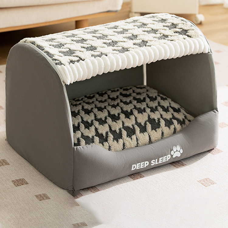 Giipet-引き出し型ペットベッド 犬 猫 ペット ベッド 通年 オールシーズン 洗える かわいい おしゃれ 小型犬 中型犬 大型犬 クッション(グレー, L)