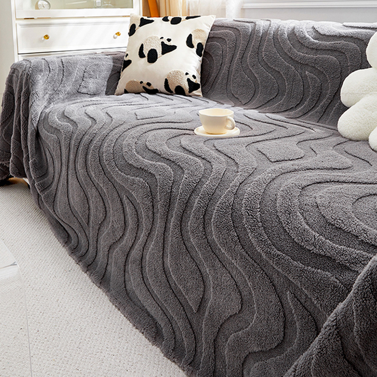 クリーム風ワンピースソファカバー 厚手 ふわふわ ジャカード シェニール あったか やわらか肌触り ムレない通気性 洗濯機OK 毛玉防止 ズレないフィット おしゃれ 高級感 多サイズ対応 インテリア-Giipet