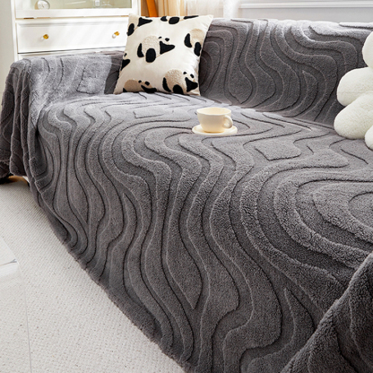 クリーム風ワンピースソファカバー 厚手 ふわふわ ジャカード シェニール あったか やわらか肌触り ムレない通気性 洗濯機OK 毛玉防止 ズレないフィット おしゃれ 高級感 多サイズ対応 インテリア-Giipet