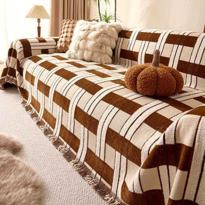 シェニール織り ソファカバー リバーシブル オールシーズン対応 高密度厚手 もちもちソフトな肌触り フリンジ付き 滑り止め効果抜群 犬猫対策 汚れ防止 上質ジャカード織り 多サイズ展開 3色・7サイズ展開-Giipet