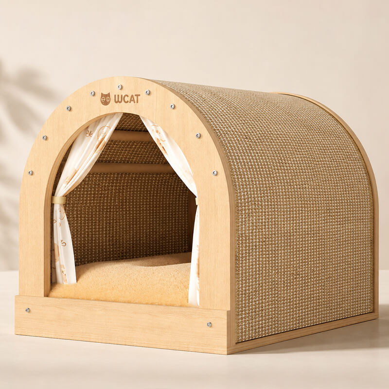 アーチ型爪とぎハウス 猫 ベッド スクカッチャー ハウス つめとぎ ダンボール 1台3役 遊び 休息 ストレス解消 運動不足解消 大型猫 多头飼い 高密度 耐久性 家具保護 おもちゃ ペット用品