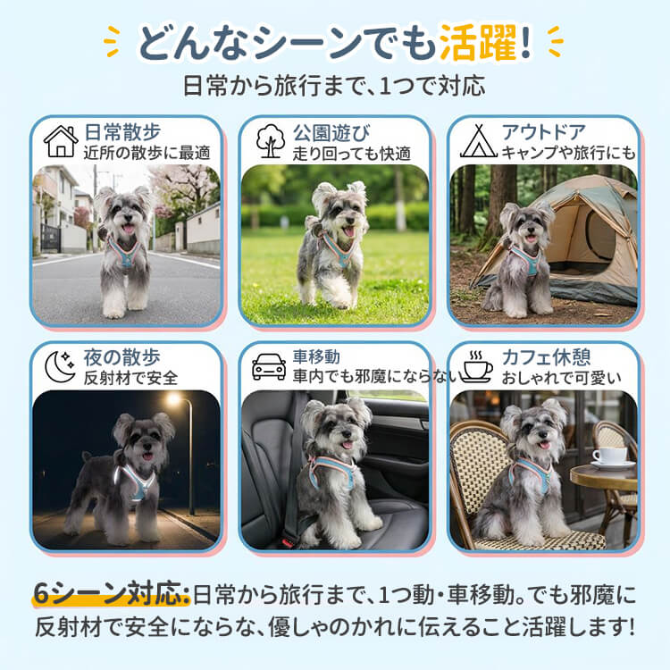 ブロックカラー 薄手通気メッシュペットハーネスセット きつくない 蒸れない超軽量3Dメッシュ仕様 U字型フィット 抜け防止 お散歩用