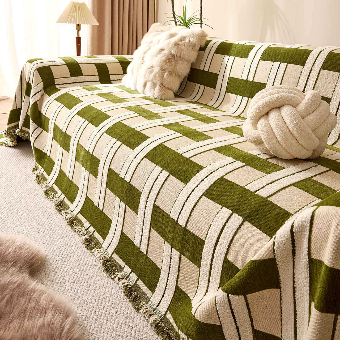 シェニール織り ソファカバー リバーシブル オールシーズン対応 高密度厚手 もちもちソフトな肌触り フリンジ付き 滑り止め効果抜群 犬猫対策 汚れ防止 上質ジャカード織り 多サイズ展開 3色・7サイズ展開-Giipet