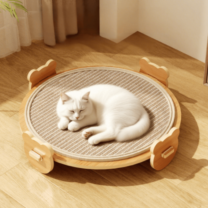 両面使える猫用爪とぎベッド サイザル麻製 冷感シート付き 丸型 四角型 選べる 夏 冬 オールシーズン対応 耐久性 丈夫 傷に強い 麻素材 爪とぎマット 猫ベッド 猫ハウス 猫用ソファー ストレス解消 遊び道具 隠れ家 多機能 手編み 環境に優しいボード 猫用品