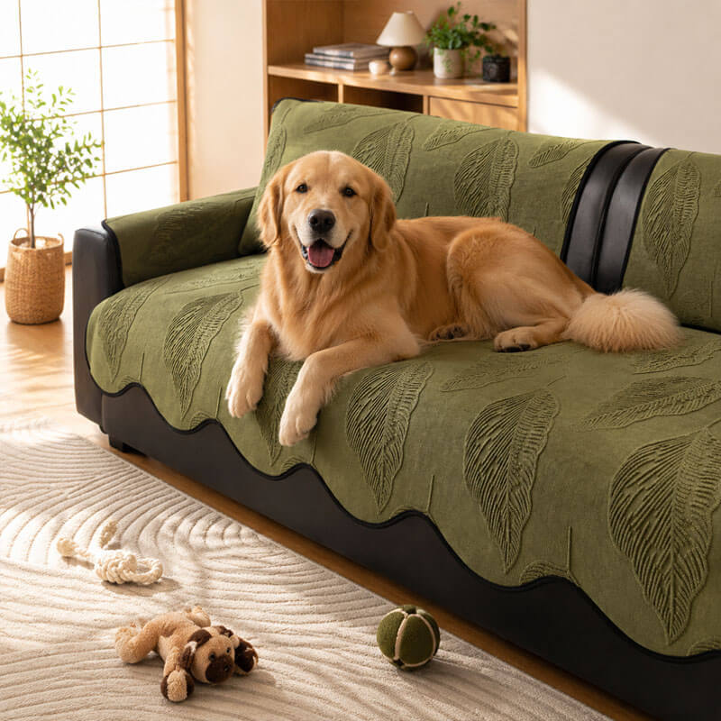 森系シェニールソファクッション 1~4人掛け 分割型 ソファーカバー 北欧風 大葉柄 ボタニカル  柔らかい 滑り止め ズレない 耐摩耗 抜け毛対策 洗える おしゃれ リビング 傷防止 四季通用 ペット用品