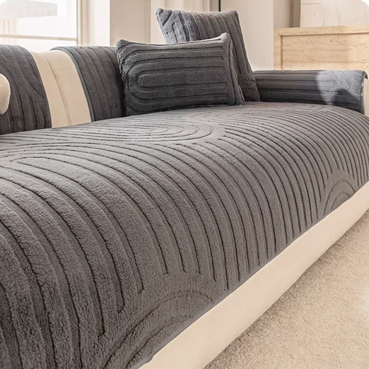 ふわもこソファカバー マルチカバー 厚手 シェニール ジャガード織り 秋冬暖かい 保温蓄熱 とろける肌触り 爪とぎ防止 毛玉にならない 引っ掻きに強い 洗える 丸洗いOK 滑り止め ズレない 耐久性 耐摩耗 北欧 おしゃれ 簡単設置 1人~3人掛け 座面 背もたれ アームレスト対応-Giipet