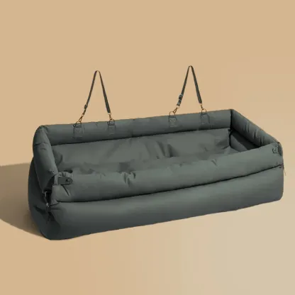 ペット用ドライブベッド 洗えるレザー防水防傷 厚手15cmクッション 安全ロック付き 滑り止め設計 助手席＆後部座席対応 小型犬 中型犬 大型犬 快適ペットベッド 車載お出かけ用