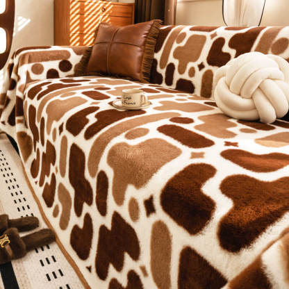 秋冬用 クリスマスチェック柄 ソファカバー ラビットファー調 なめらか肌触り ふわふわ 保温 軽量 厚手 高品質シェニール マルチカバー リビングインテリア 防汚 ズレ防止 おしゃれ 季節感たっぷり-Giipet