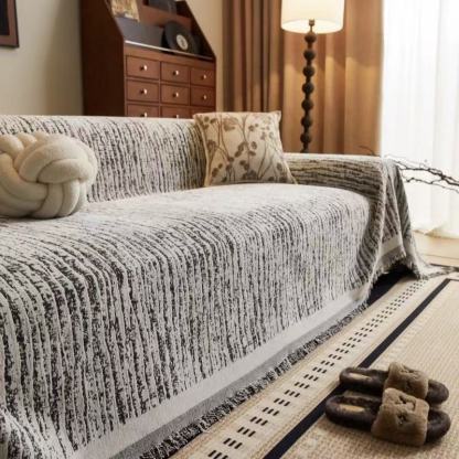 フレンチクリーム風 ストライプ柄ソファカバー 爪とぎ防止 シェニール織り カシミヤタッチ 厚手 柔らかい 犬猫対策 傷防止 汚れ防止 毛が付きにくい 抗菌 防臭 丸洗い可能 北欧 おしゃれ 滑り止め ズレない 1/2/3/4人掛け オールシーズン-Giipet