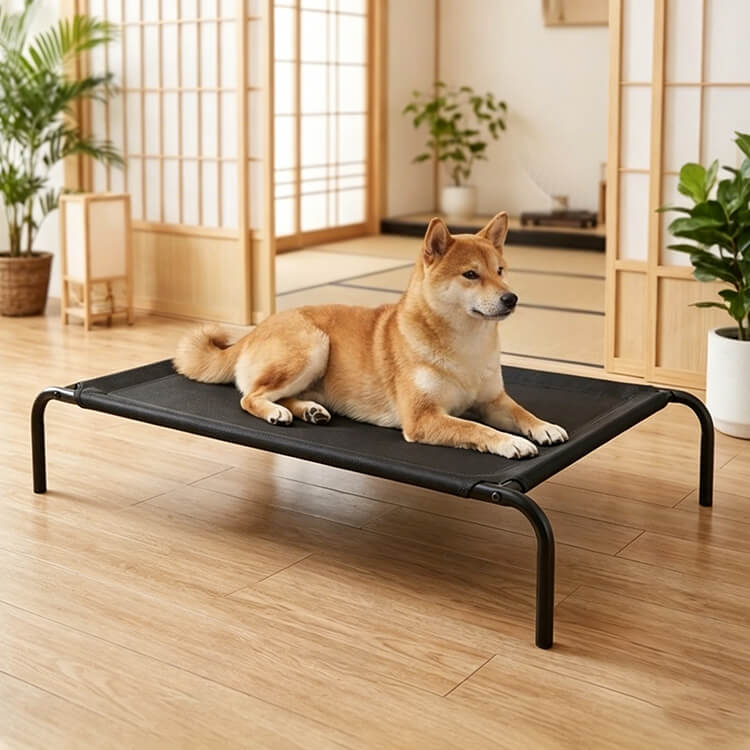 脚付きメッシュペットコット 大型犬 ベッド 通気性抜群 18cm離地 耐荷重90kg 蒸れない 涼しい 夏用 湿気対策 地面離れ 洗える 頑丈 室内 屋外 アウトドア キャンプ 関節に優しい サークルベッド