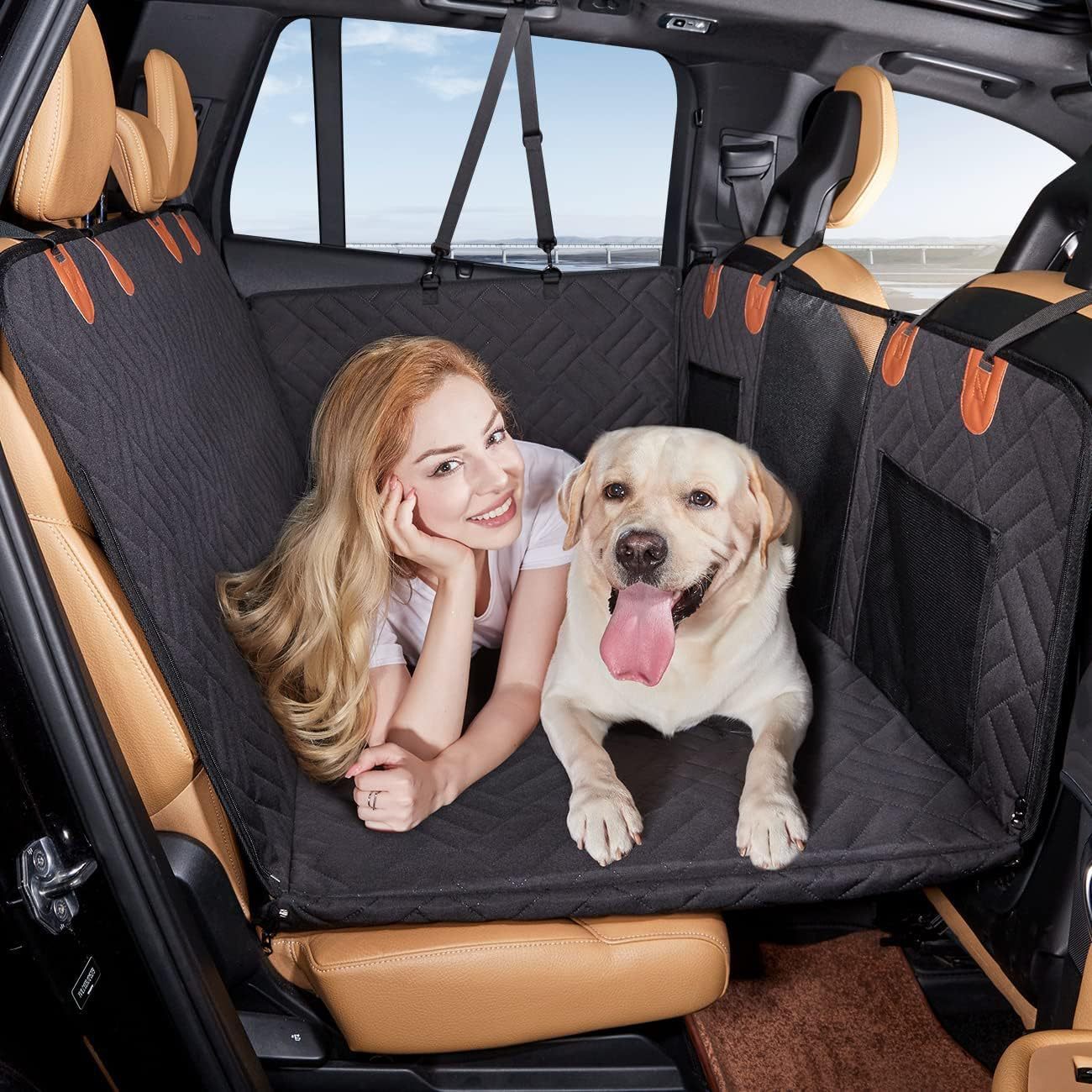Giipet-ペット用ドライブシート 犬 車 シート ペット用ドライブシート 全車種対応 防水 滑止め 傷つきにくい 取り付け簡単 折り畳み式 高い安定性 掃除しやすい 後部座席 ハンモックスタイル 