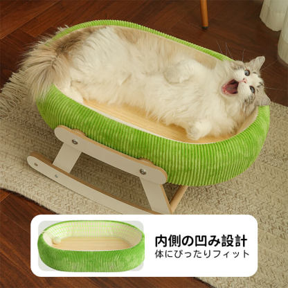ゆらゆら竹製猫ベッド クール  ひんやりベッド 大型猫 ポッチャリ猫も快適 楕円形 ワイドサイズ 10kg対応 オールシーズン 猫用ハンモック 湿気対策 通気性抜群 頑丈フレーム 多点固定構造 お手入れ簡単 猫用品 猫家具