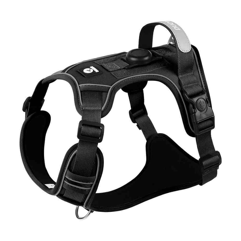 Giipet-位置追跡ハーネス 首輪リードセット 牽引ロープ Airtagケース Airtagカバー GPSペット追跡装置 安全バックル エアタグ 犬 猫用 安全首輪 スマホ対応 紛失防止 軽量 耐衝 M ブルー