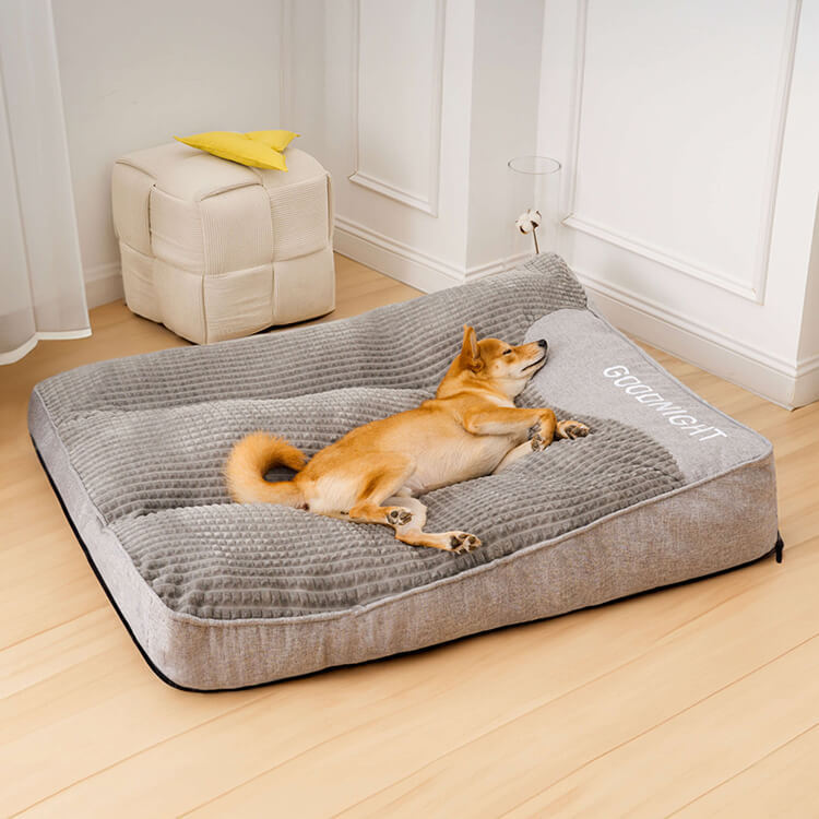 オールシーズン大型犬用ベッド ふわふわ高反発 脊椎保護&関節サポート 抗菌 滑り止め加工 洗濯機OK 着脱式カバー 50kg以内対応 広々スペース 柔らか上質素材 頭部サポート