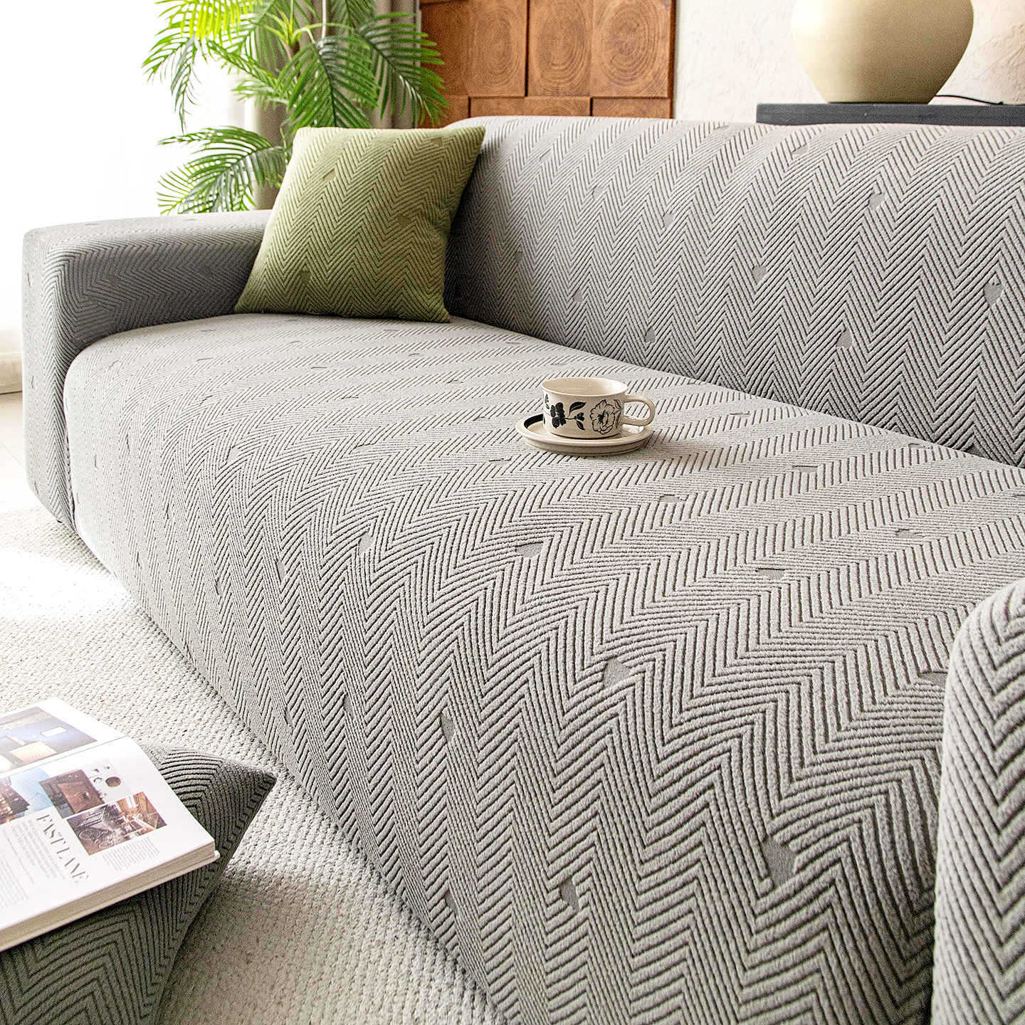 ハート柄ヘリンボーン ソファカバー 3人掛け ジャガード織り ソファスロー シェニール 厚手 爪とぎ防止 犬 猫 対策 傷防止 抜け毛防止 汚れ防止 柔らかい 滑り止め 肘あり 肘なし マルチカバー 北欧 おしゃれ 洗える