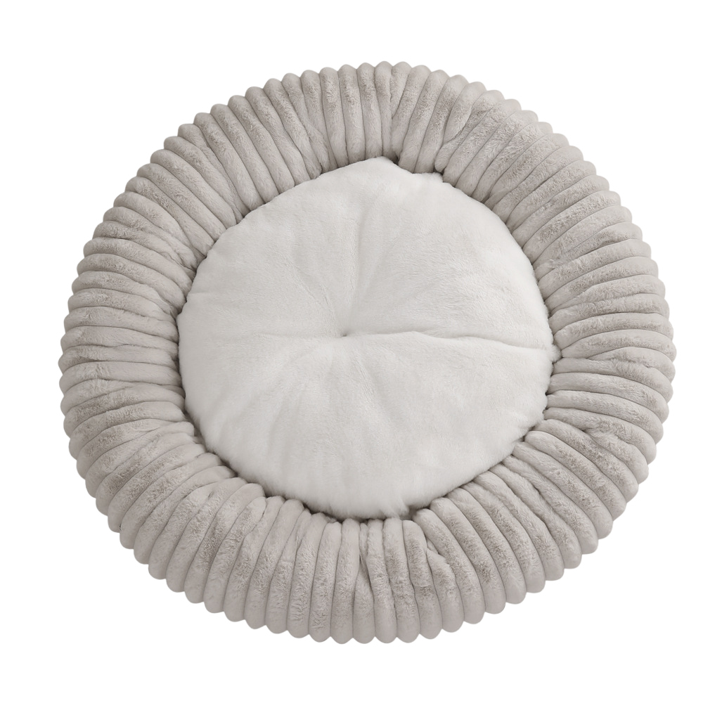 ラビットファー風 ペット用ラウンドベッド もこもこ ふわふわ もっちり肉厚 高密度PP綿ウレタン二重構造 あったか保温 滑り止め付き 洗える へたりにくい 型崩れしない オールシーズン 犬猫兼用 子犬子猫～成犬成猫 ぐっすり快眠-Giipet