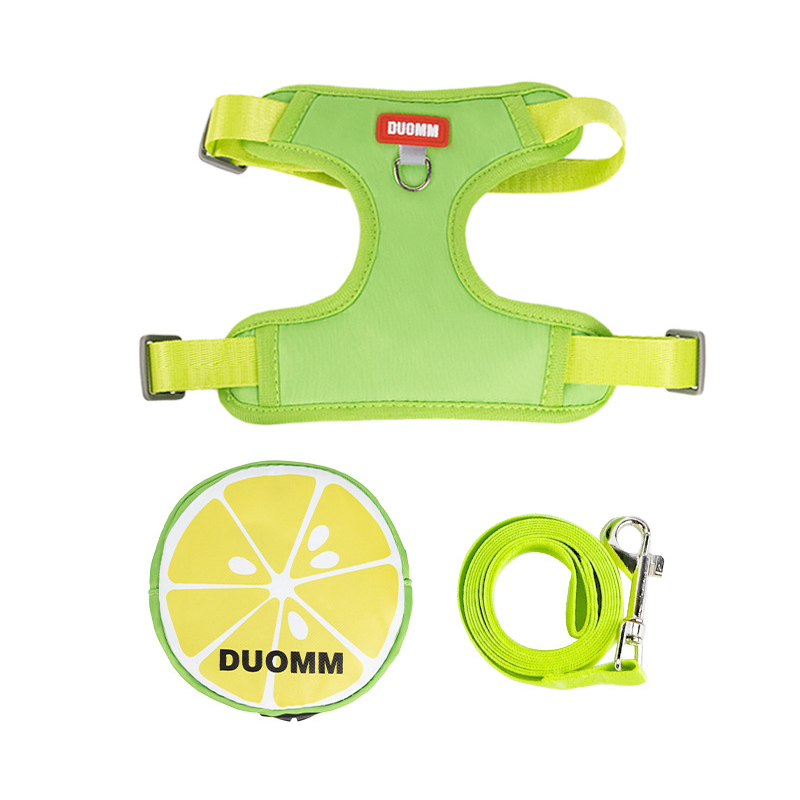 犬用ハーネス リュック付き フルーツ柄 取り外し可能 胴輪 通気性 メッシュ マナー袋出し口付き 小物入れ 散歩 負担軽減 かわいい おしゃれ 小型犬 中型犬 猫 抜けにくい ペット用品
