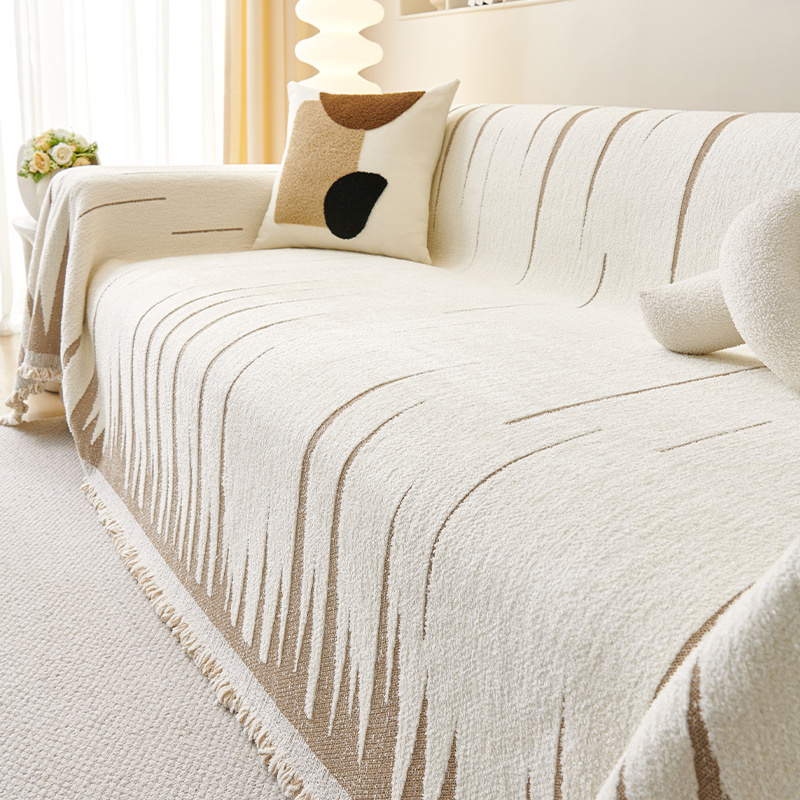 北欧風ソファカバー シェブロン柄 シェニール 一枚式 厚手ジャカード織り 犬猫対策 洗える ズレない 高密度 抜け毛防止 ホルムアルデヒドなし 保温蓄熱 37.5℃暖か 通気性 柔らか 肌触り オールシーズン対応 高級感 シンプルモダン-Giipet