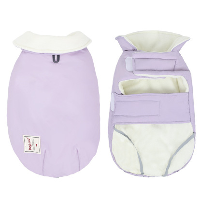 中大型犬用 ハイネック防寒ジャケット ドッグウェア 犬服 冬用 極寒対応 防水 防風 保温力2倍 ふわふわラムスキン調裏起毛 厚手二重キルト ダブル層裏起毛 フリース中綿 着脱簡単 マジックテープ サイズ調節可 フィット感抜群 スリムフィット 動きやすい めくれにくい 尾部ゴム固定 PVCリードホール付き お散歩安全 おしゃれ-Giipet