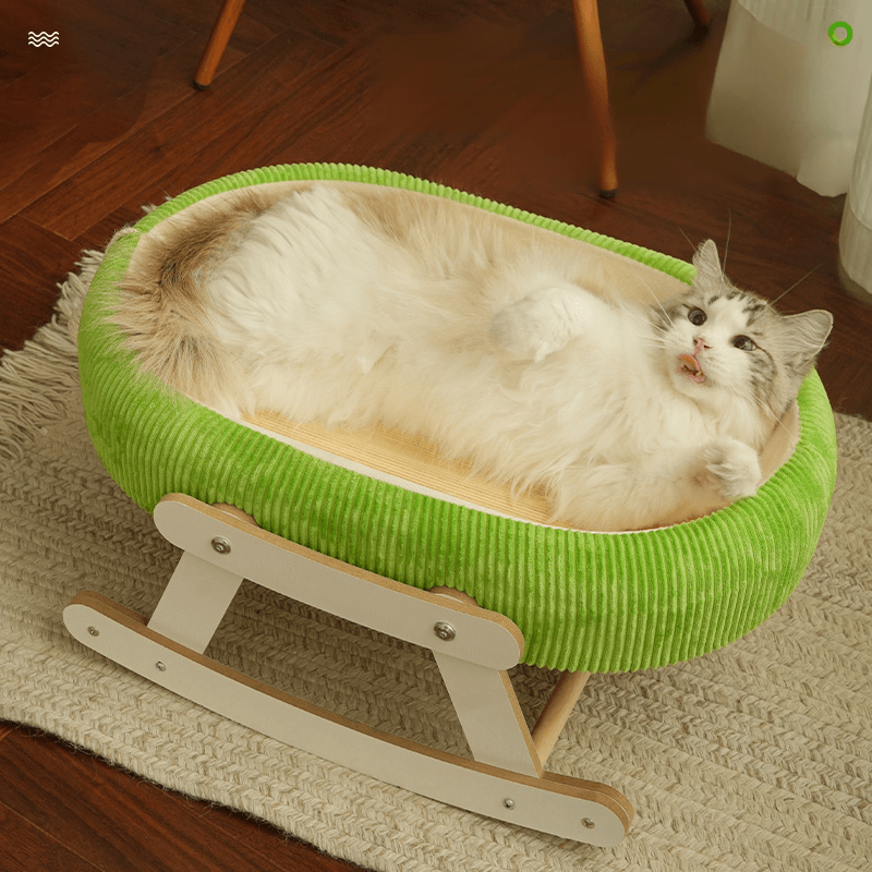 ゆらゆら竹製猫ベッド クール ひんやりベッド 大型猫 ポッチャリ猫も快適 楕円形 ワイドサイズ 10kg対応 オールシーズン 猫用ハンモック 湿気対策 通気性抜群 頑丈フレーム 多点固定構造 お手入れ簡単 猫用品 猫家具