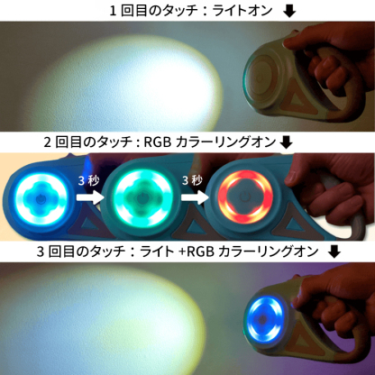 【修改详情图】Giipet-ライト付き伸縮リード 犬用 小型・中型犬用 夜間散歩 安全 LEDライトリング 自動伸縮 脱走防止 ブレーキロック付き 3M/5M 高品質 プラスチック製 軽量 コンパクト ペット用リード