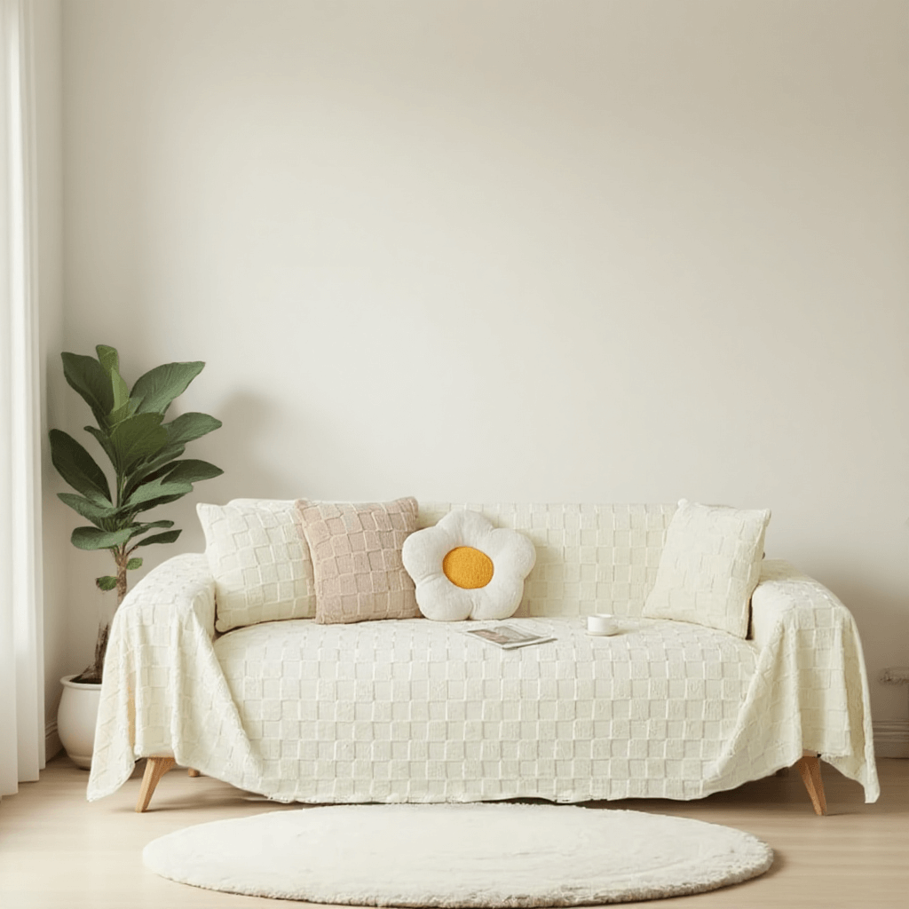 無地厚手ラムウール調ソファカバー マルチカバー ひっかき傷に強い ペットと安心 ケーブル編み/チェック柄 洗える ズレにくい とろける肌触り エコ素材 異臭・毛玉なし 長持ち 1人〜5人掛け ブランケット ベッドスロー 模様替え オールシーズン