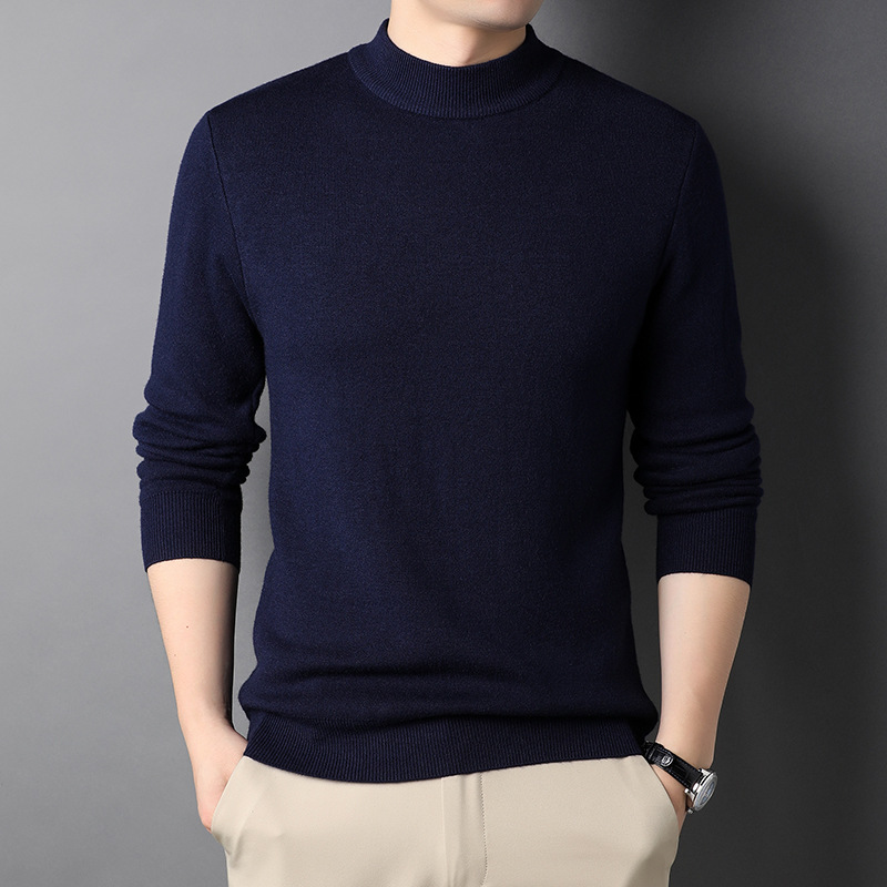 เสื้อสเวตเตอร์ถักผ้าวูลคอเต่าเบสิคสำหรับผู้ชาย