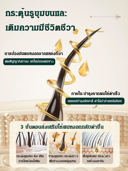 【ไวท์แฮร์ แคร์ แบล็ค】สเปรย์น้ำมันบำรุงผม ไม่ต้องย้อมผมหงอกก็ผมดำหนาได้