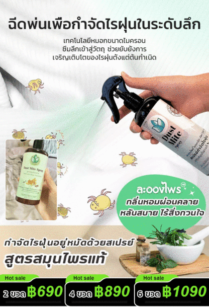 【ผลลัพธ์ชัดเจน】สเปรย์กำจัดไรฝุ่น กำจัดไร ฆ่าเชื้อแบคทีเรีย และกำจัดกลิ่น 3in1 เพียงฉีดเบาๆ ก็ไล่ไรได้