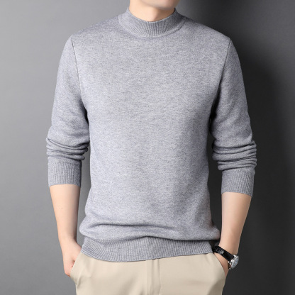 เสื้อสเวตเตอร์ถักผ้าวูลคอเต่าเบสิคสำหรับผู้ชาย