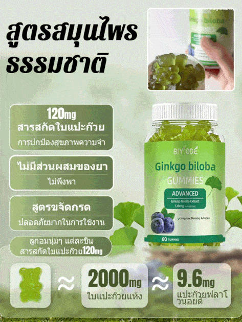 【เคล็ดลับเพิ่มความจำ】อาหารเสริมกัมมี่ใบแปะก๊วยขายดี ช่วยให้คุณคิดได้เร็วขึ้นและมีความจำที่แข็งแรงยิ่งขึ้น🧠