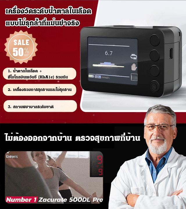 เครื่องวัดออกซิเจนในเลือดทางการแพทย์ ตรวจน้ำตาลในเลือดแบบไม่เจ็บปวด ติดตามสุขภาพของคุณตลอด 24 ชั่วโมง