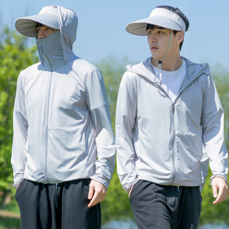 เสื้อกันแดดผ้าไหมเย็นระบายอากาศได้พร้อมหมวกปีกกว้าง น้ำหนักเบา ระบายอากาศได้ดี ป้องกันรังสียูวี ต้องมีสำหรับหน้าร้อน