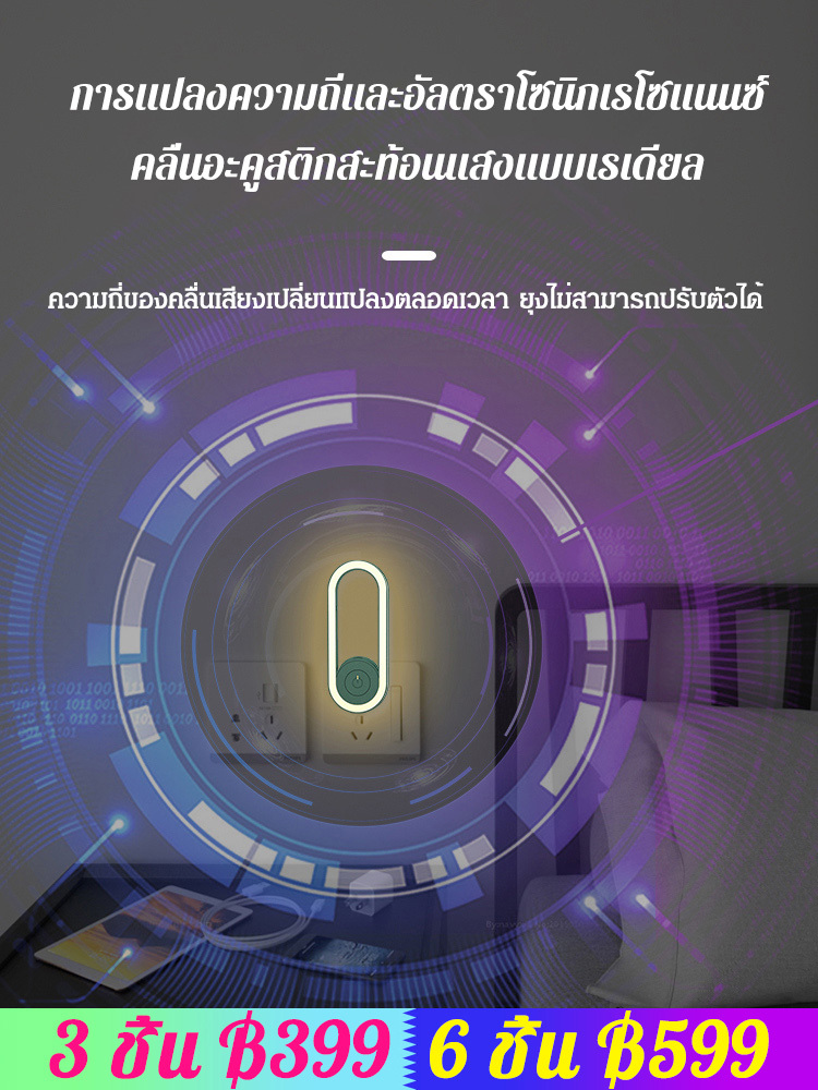 【ไฟกลางคืน】 เครื่องไล่ยุง อัลตร้าโซนิค