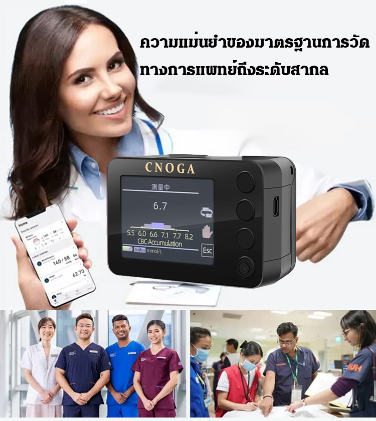 เครื่องวัดออกซิเจนในเลือดทางการแพทย์ ตรวจน้ำตาลในเลือดแบบไม่เจ็บปวด ติดตามสุขภาพของคุณตลอด 24 ชั่วโมง